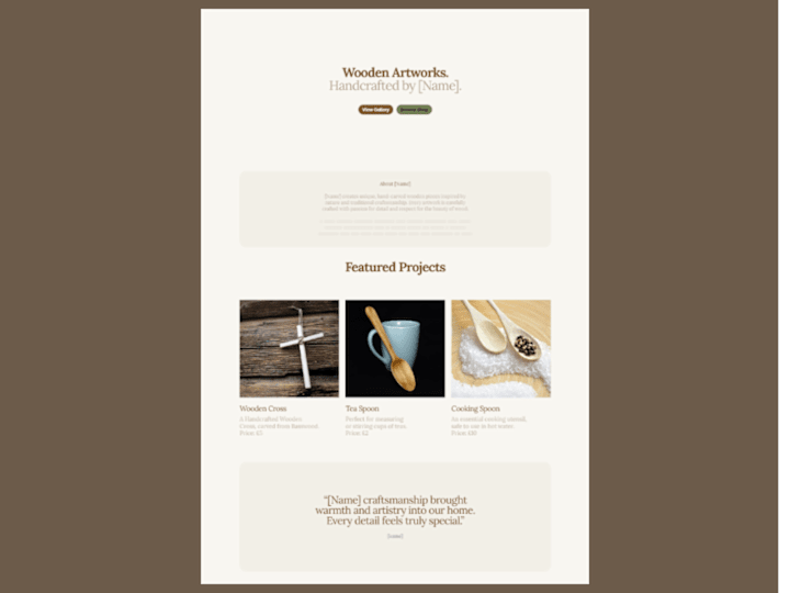 Cover image for Woodcarving Static Landing Page Design