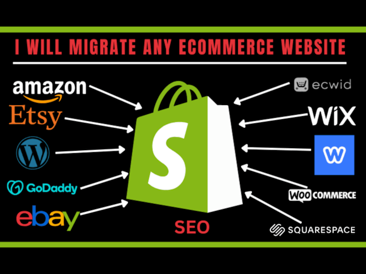 Cover image for I will migrate shopify store wix squarespace wordpress 