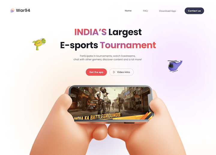 Cover image for Landing page E-Sports App