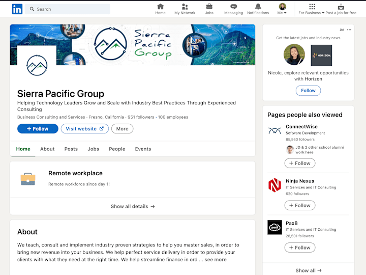 Cover image for Linked In Social Posts for Sierra Pacific Group