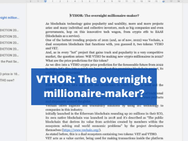 Cover image for 📈VTHO price prediction & a brief VeChain project 101