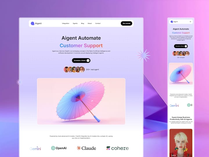 Cover image for Aigent — Website for AI agents designed in Framer