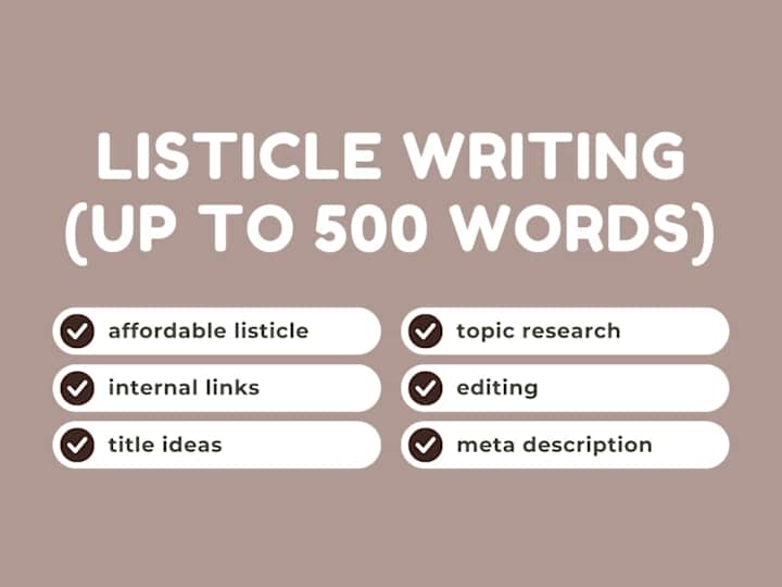 Cover image for Listicle Writing | Up to 500 Words