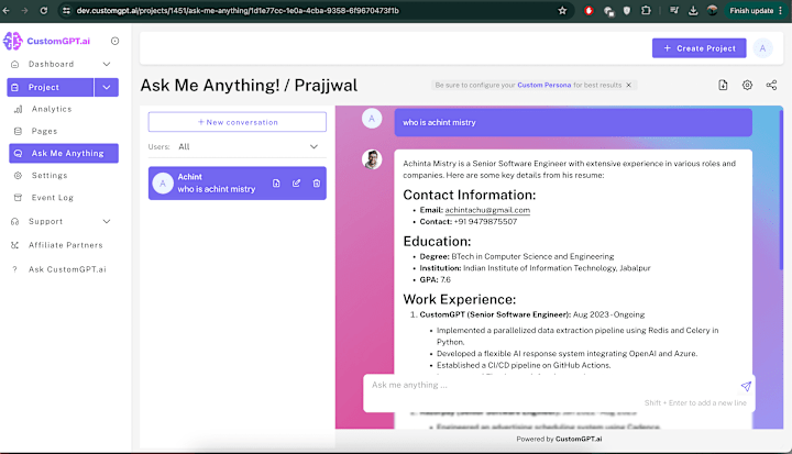 Cover image for Knowledge base Chat Application