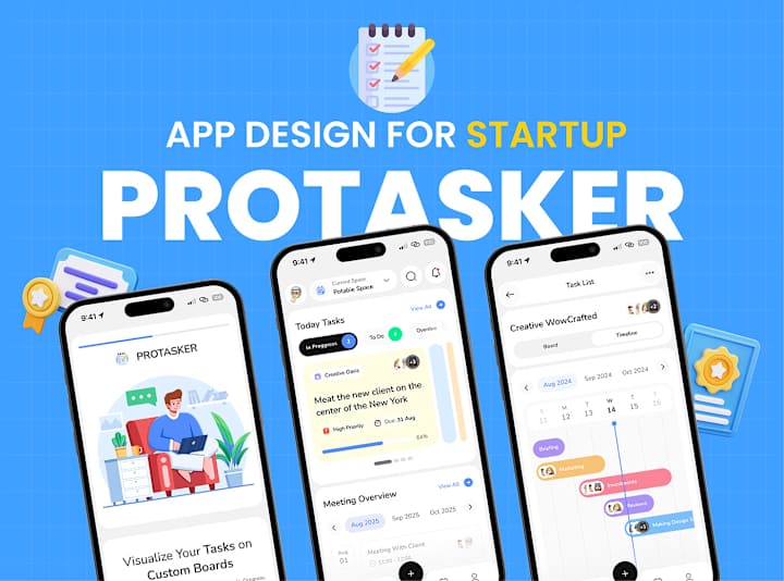 Cover image for ✅ Protasker - Task Management Mobile App Design 🗓️ 