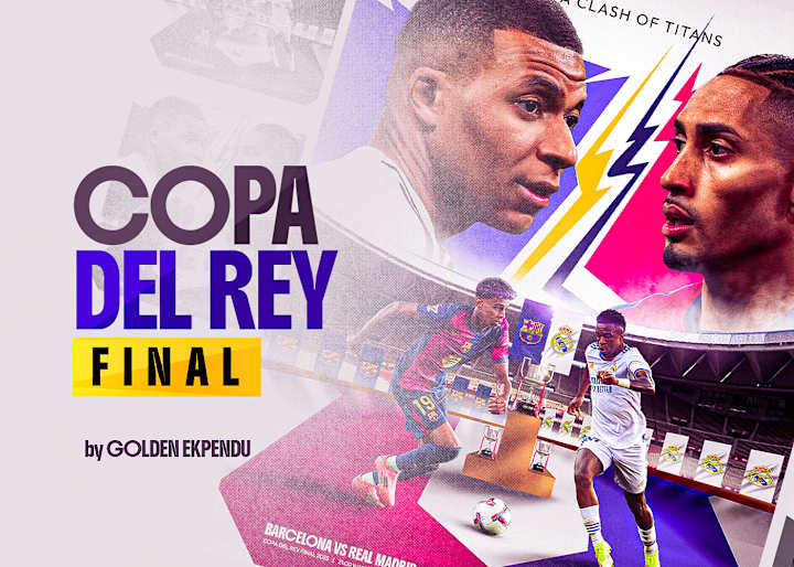 Cover image for Barca vs Real Madrid Copa del Rey final poster design