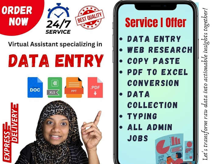 Cover image for Virtual Assistant specializing in Data Entry
