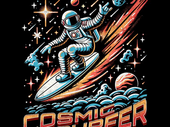 Cover image for Cosmic Surfer T-Shirt Design