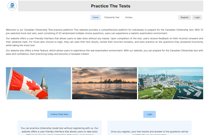 Cover image for Practice The Test Website