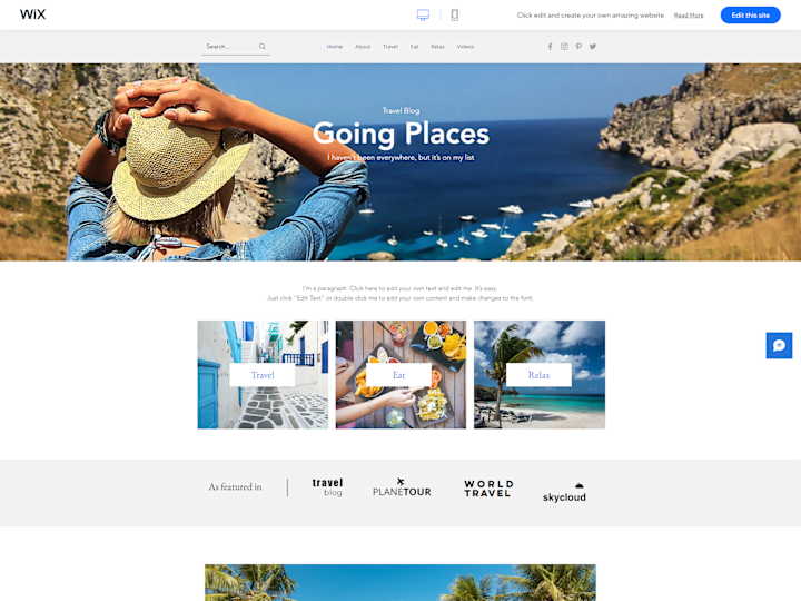 Cover image for Travel Blog Wix Website Design 