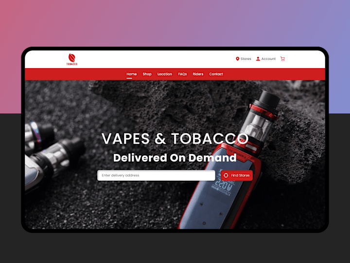 Cover image for Vapes and tobacco Website Design | UX/UI DESIGNER