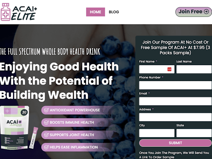 Cover image for A Landing Page Designed For A Health Drink