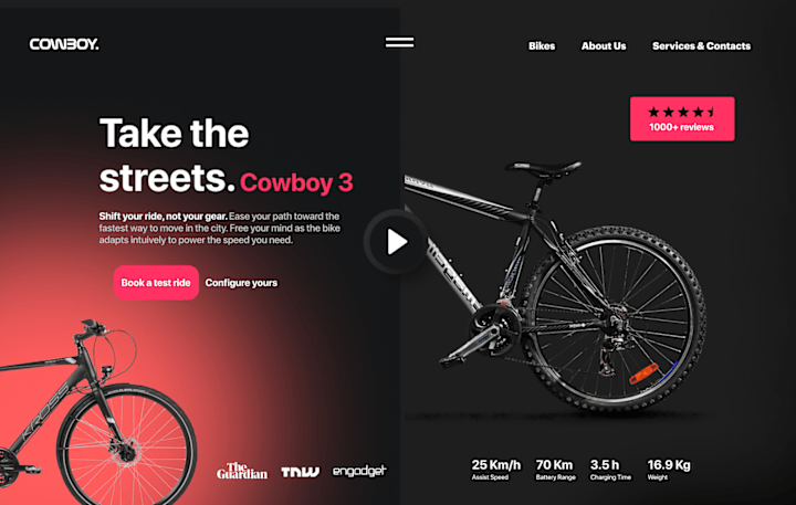 Cover image for e-Bike landing page using Figma