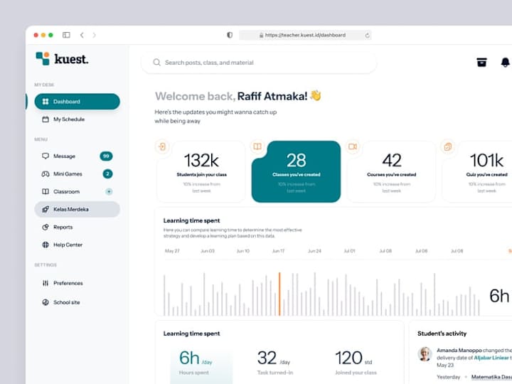 Cover image for kuest - LMS Dashboard for Teacher