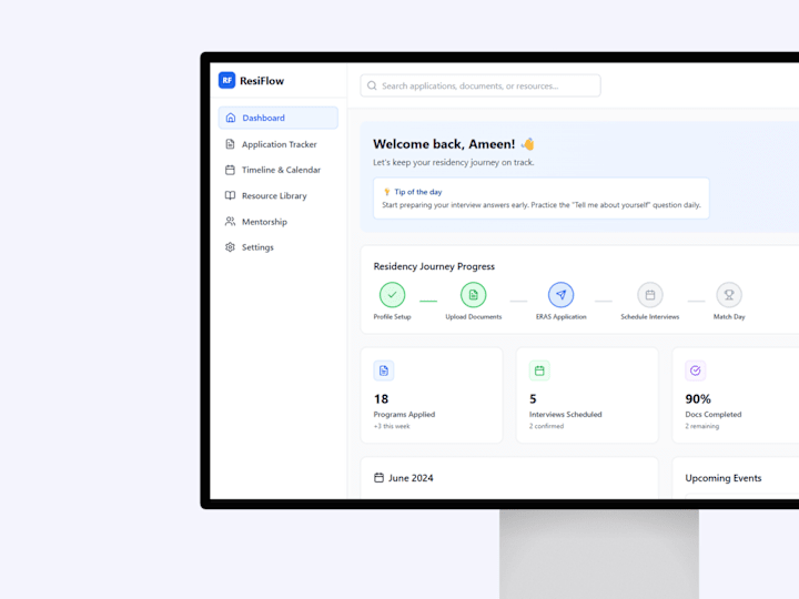 Cover image for ResiFlow – Residency Dashboard for Medical Students