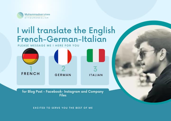 Cover image for I will professionally translate in spanish, english, french, ge…