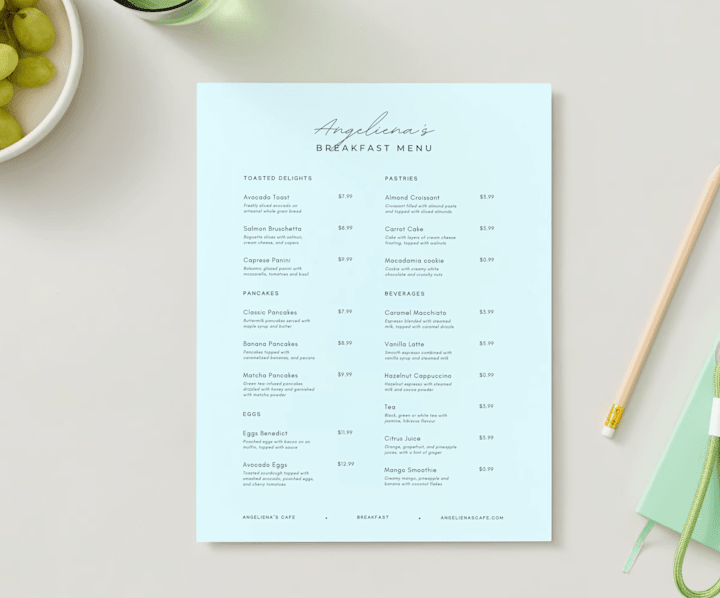 Cover image for Breakfast Menu