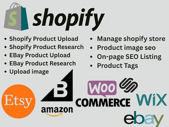 Cover image for I will do shopify product upload etsy ebay product listing prod…