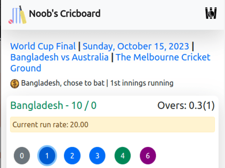 Cover image for Noobs Cricboard