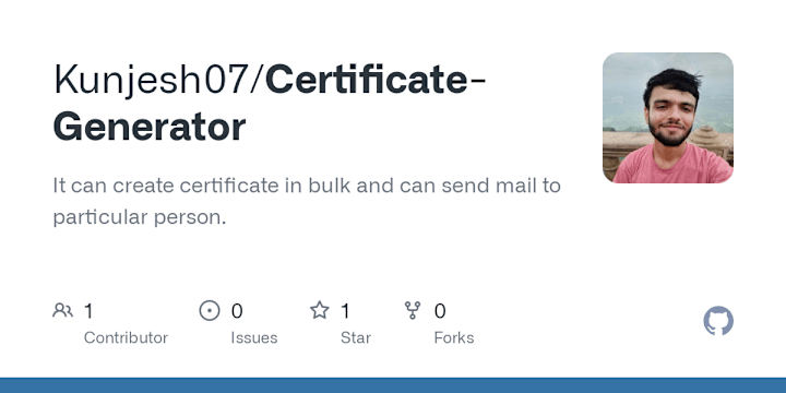 Cover image for Kunjesh07/Certificate-Generator