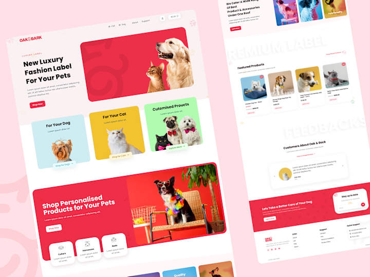 Cover image for Oak & Bark Pet Shop, E-Commerce Website Design