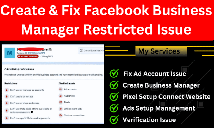 Cover image for I will create and fix facebook business manager, ads account