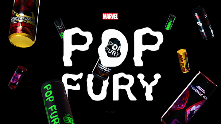 Cover image for POP FURY Marvel-Themed Energy Drink Brand Design Passion Project