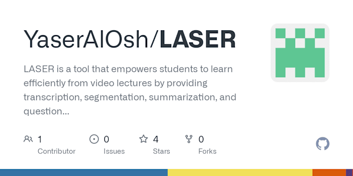 Cover image for LASER: Automatic Summarization & Segmentation of Lecture Videos