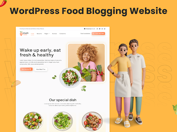 Cover image for Food Blogging WordPress Website design | Food Recipes Blogging