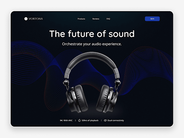 Cover image for Vortona: The Future of Sound — Dark‑Mode Hero Section