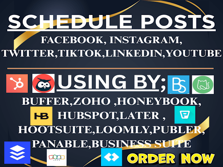 Cover image for I will schedule your posts via hubspot,buffer,Zoho,honeybook