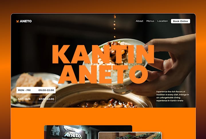 Cover image for Kantin Aneto - Restaurant Landing Page :: Behance