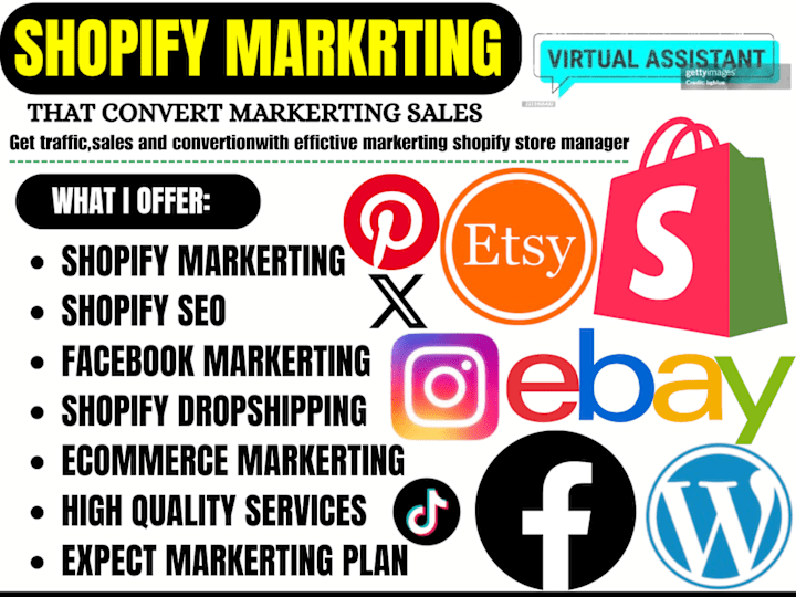 Cover image for I will promote shopify store ecommerce marketing shopify develop
