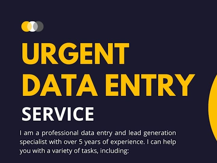 Cover image for Urgent data entry work or data entry lead generation