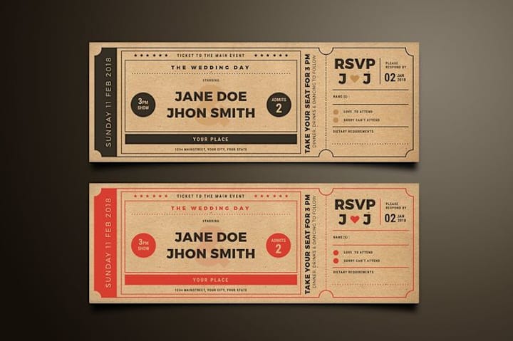 Cover image for Movie Ticket Wedding Invitations