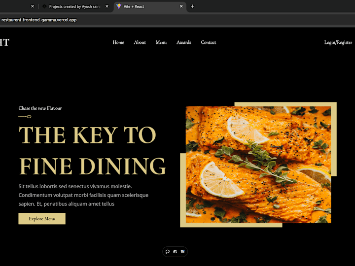 Cover image for Restaurent landing page