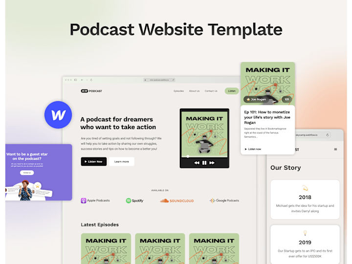 Cover image for MiW Podcast - Webflow Website Template for Incredible Podcasts &