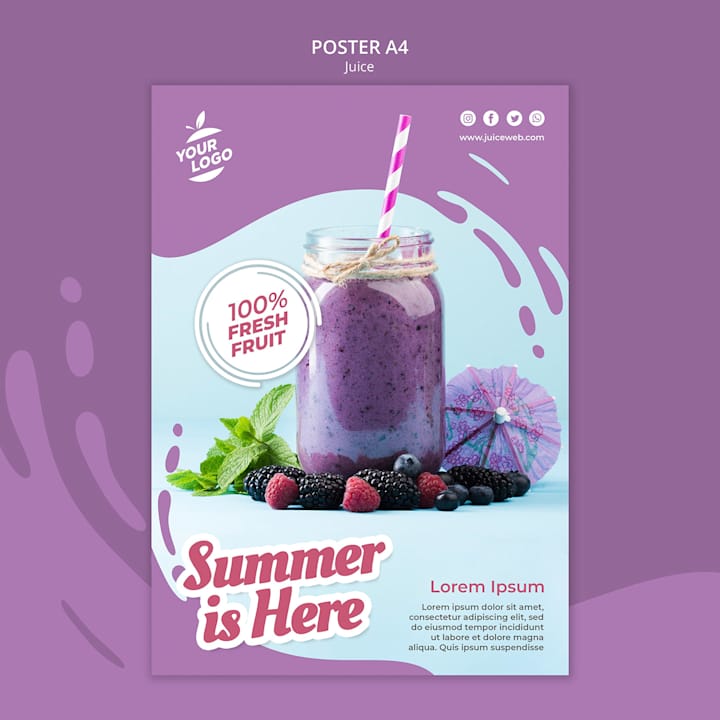 Cover image for Juice poster template :: Behance