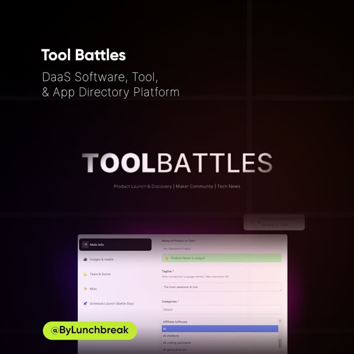 Cover image for Tool Battles | Product Launch Platform SaaS/PaaS