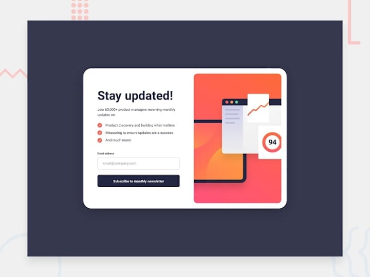 Cover image for Newsletter sign-up form with success message