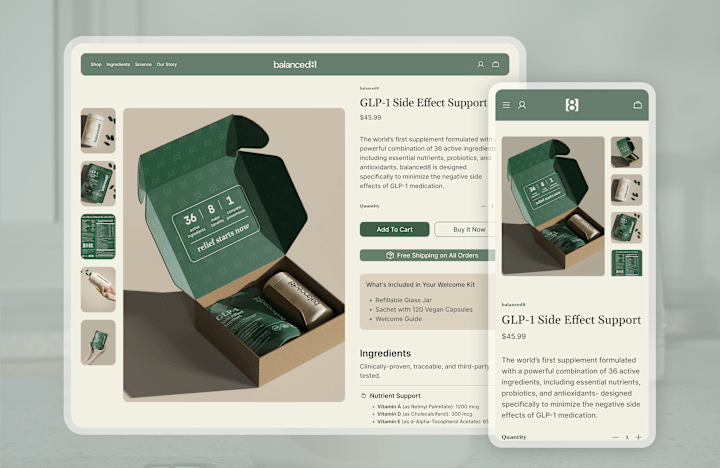 Cover image for Balanced8 • DTC Supplement Brand Website