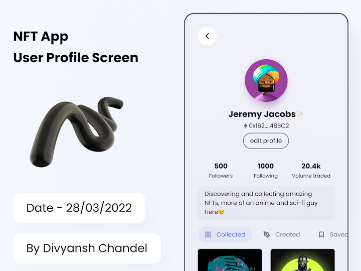 Cover image for NFT App (User Profile Screen)