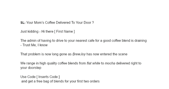 Cover image for BrewJoy Coffee Delivery Promo Copy