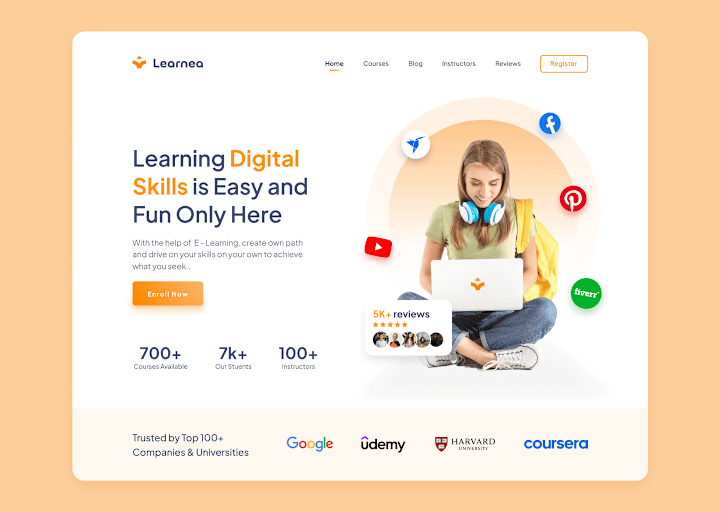 Cover image for Concept Landing page For Online Learning Platform on Behance