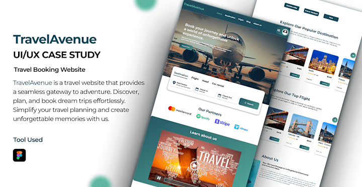 Cover image for TRAVEL BOOKING WEBSITE | UI/UX CASE STUDY on Behance