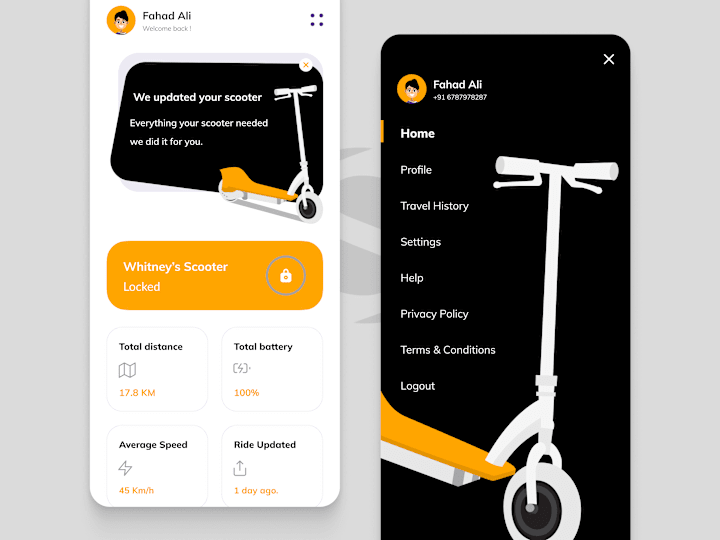 Cover image for Electric scooter app ui