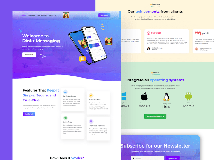 Cover image for Dinkrmessaging App Website Redesign