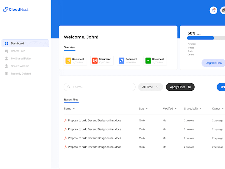 Cover image for CloudNest: A cloud based file sharing and storage platform.