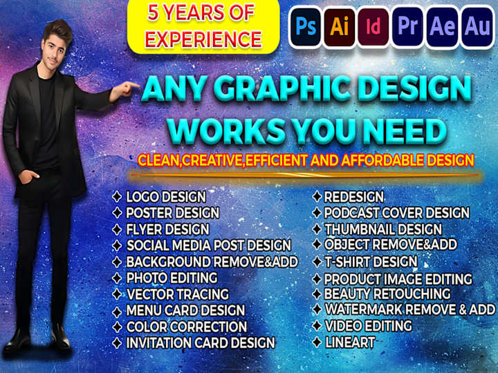 Cover image for I will do any kind of graphic design work you need in 6 hours