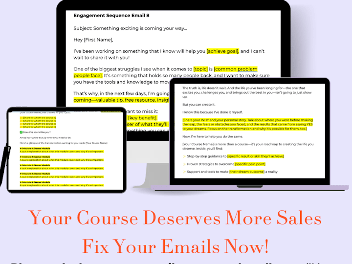 Cover image for Email Copy Strategy Package for Course Creators